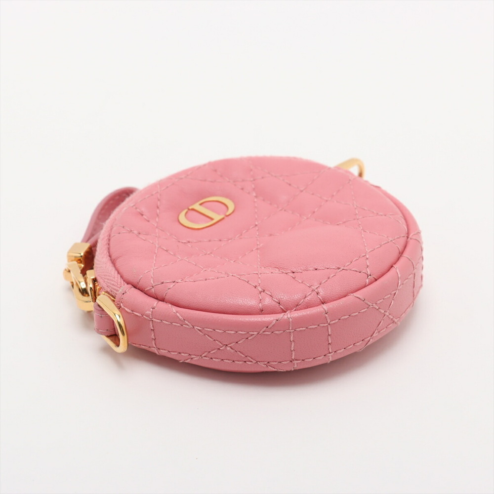 Christian Dior Cannage Leather Chain Shoulder Bag Pink Round - Picture 4 of 8